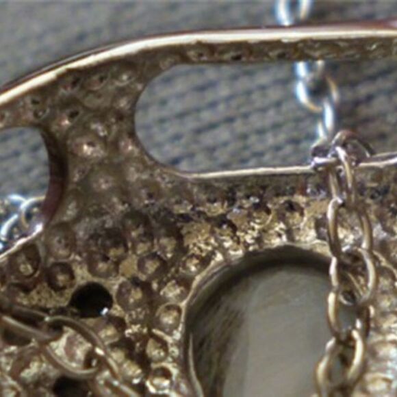 925 STERLING MOTHER OF PEARL PAVE SET CRYSTAL HEART SHAPED PENDANT NECKLACE  18" - Picture 7 of 7